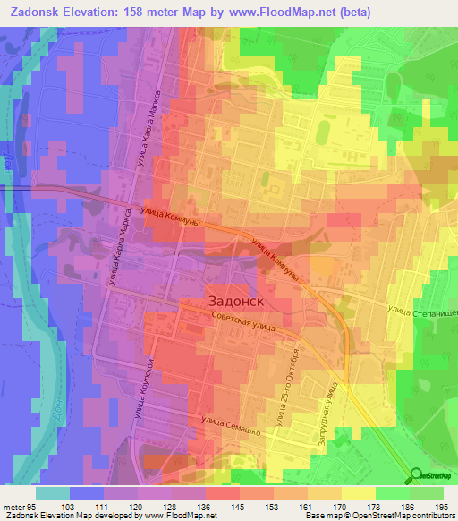 Zadonsk,Russia Elevation Map