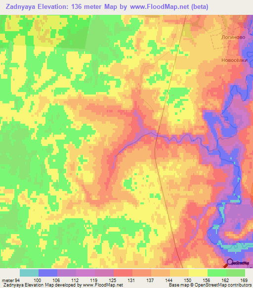 Zadnyaya,Russia Elevation Map