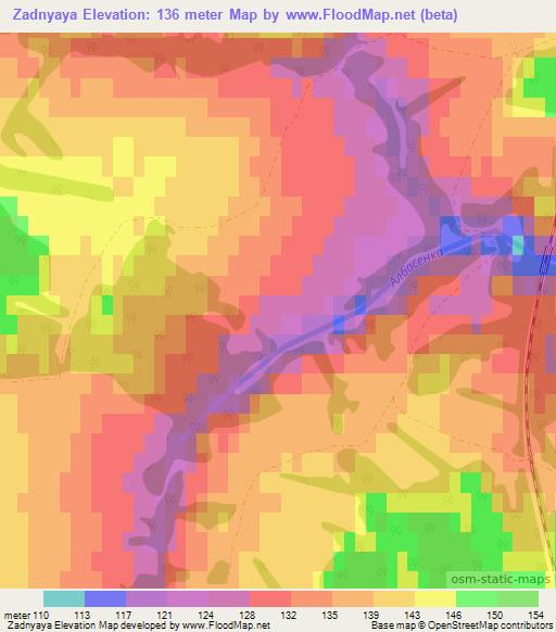 Zadnyaya,Russia Elevation Map