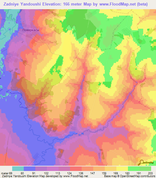 Zadniye Yandoushi,Russia Elevation Map