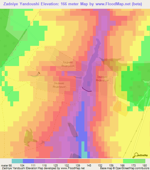 Zadniye Yandoushi,Russia Elevation Map