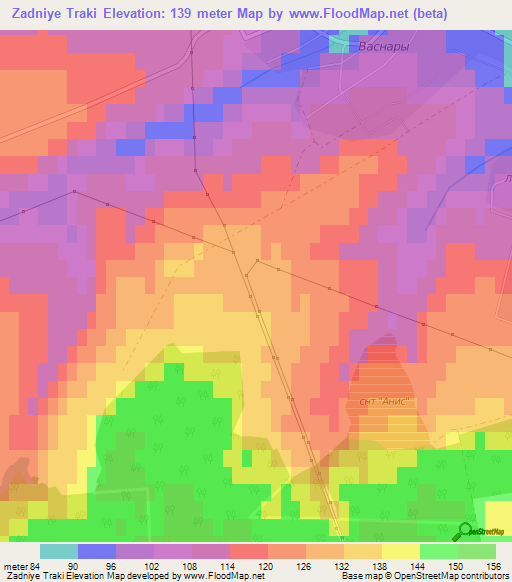 Zadniye Traki,Russia Elevation Map