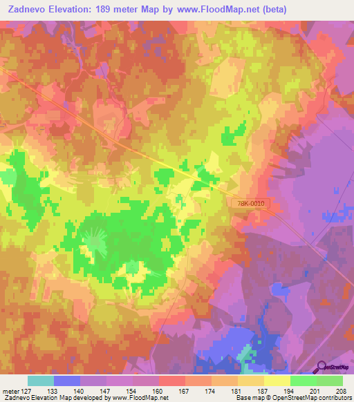 Zadnevo,Russia Elevation Map