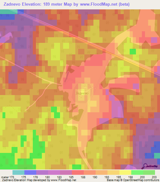 Zadnevo,Russia Elevation Map