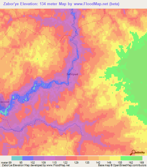 Zabor'ye,Russia Elevation Map