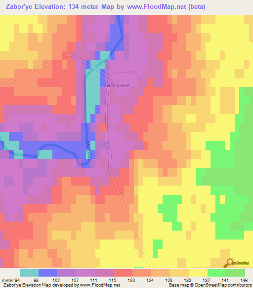 Zabor'ye,Russia Elevation Map