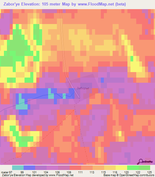 Zabor'ye,Russia Elevation Map