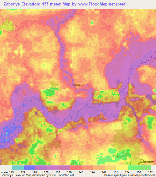 Zabor'ye,Russia Elevation Map