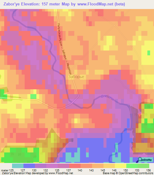 Zabor'ye,Russia Elevation Map