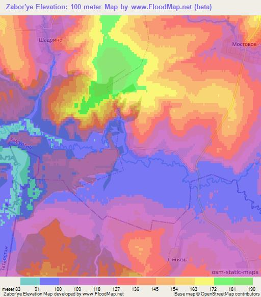 Zabor'ye,Russia Elevation Map