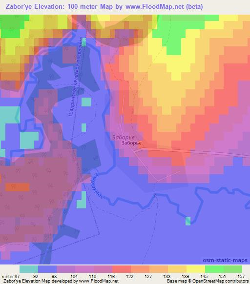 Zabor'ye,Russia Elevation Map