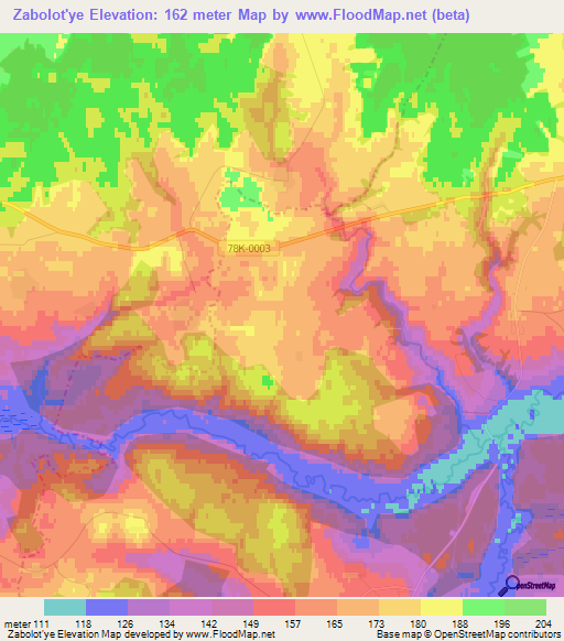 Zabolot'ye,Russia Elevation Map