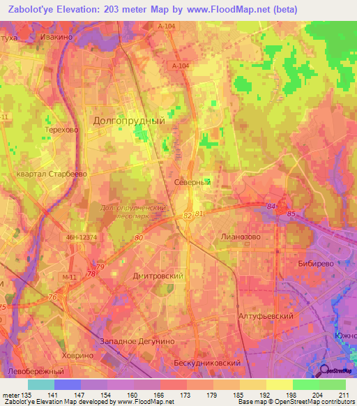 Zabolot'ye,Russia Elevation Map