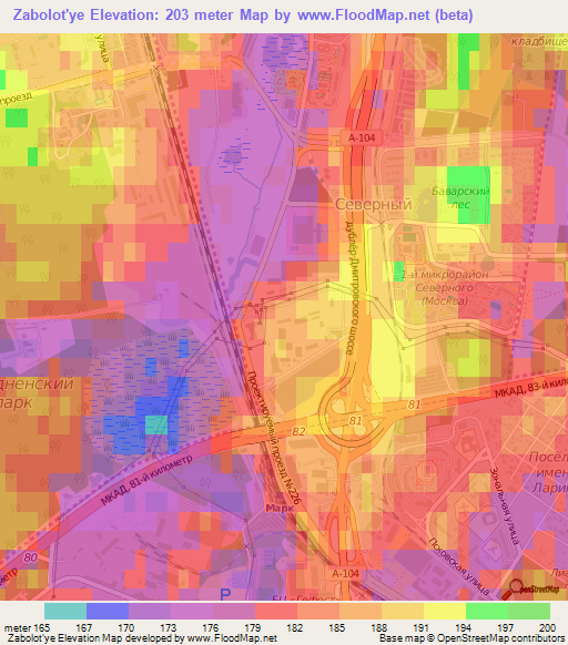 Zabolot'ye,Russia Elevation Map