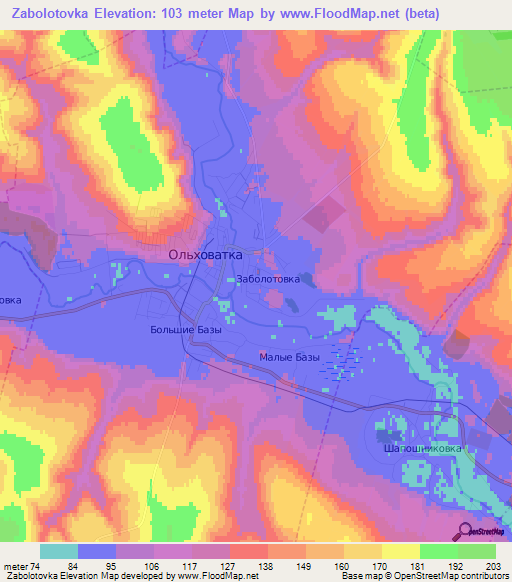 Zabolotovka,Russia Elevation Map