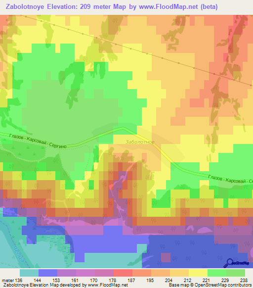 Zabolotnoye,Russia Elevation Map