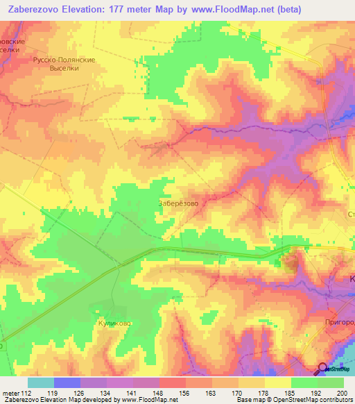 Zaberezovo,Russia Elevation Map