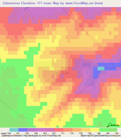 Zaberezovo,Russia Elevation Map