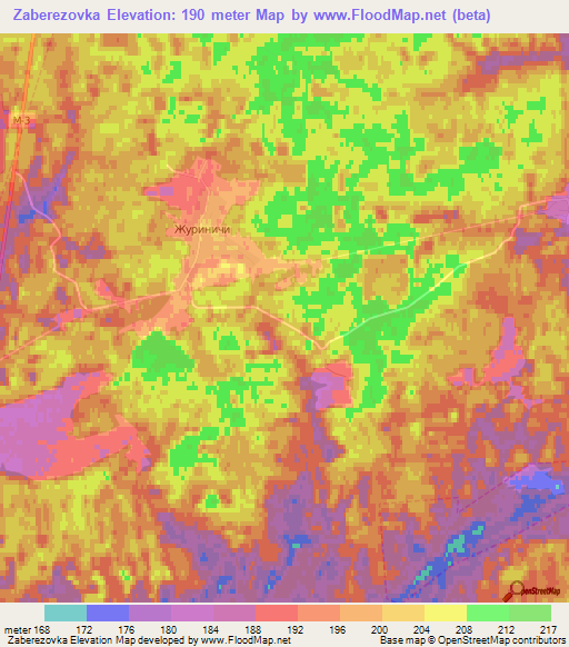 Zaberezovka,Russia Elevation Map