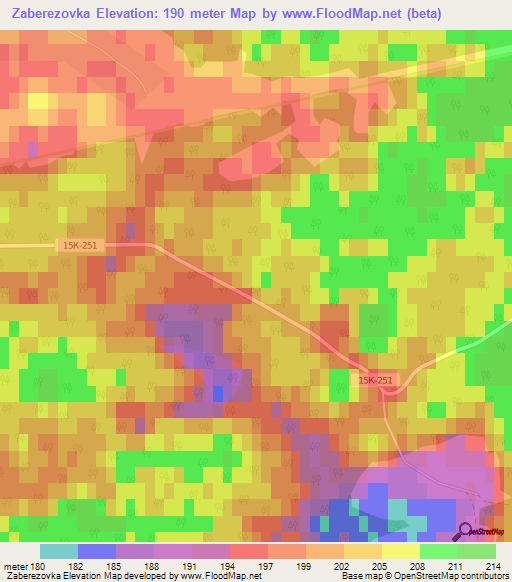 Zaberezovka,Russia Elevation Map