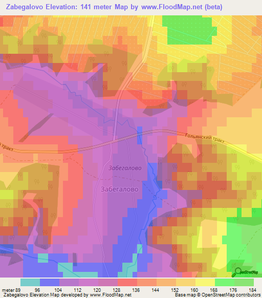 Zabegalovo,Russia Elevation Map