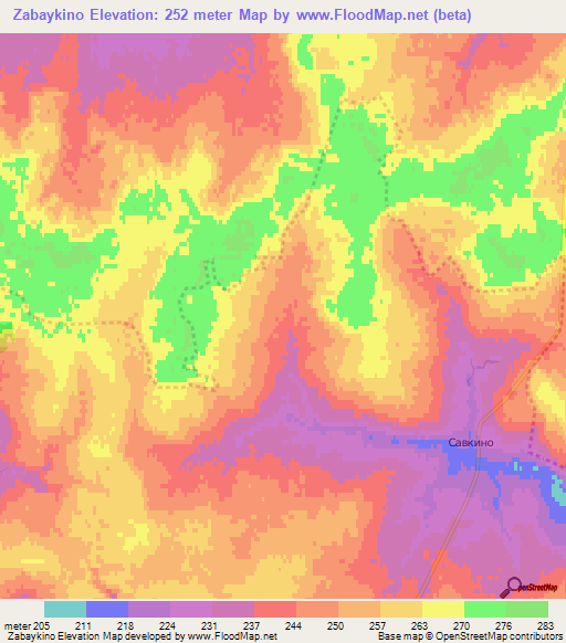 Zabaykino,Russia Elevation Map