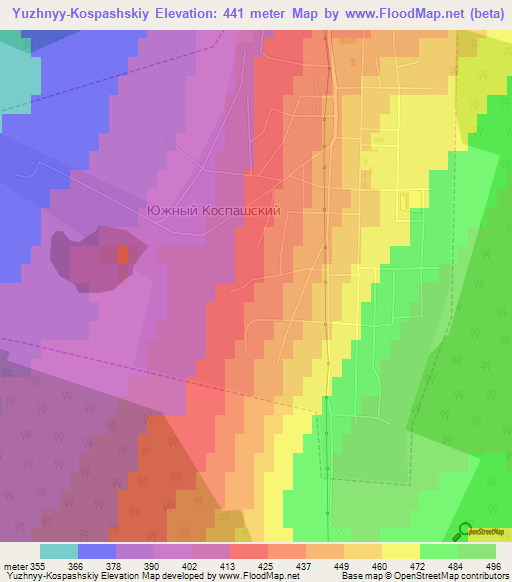 Yuzhnyy-Kospashskiy,Russia Elevation Map