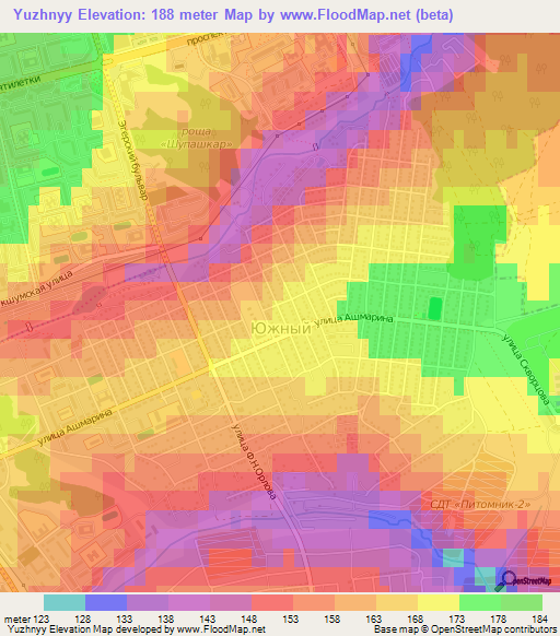 Yuzhnyy,Russia Elevation Map