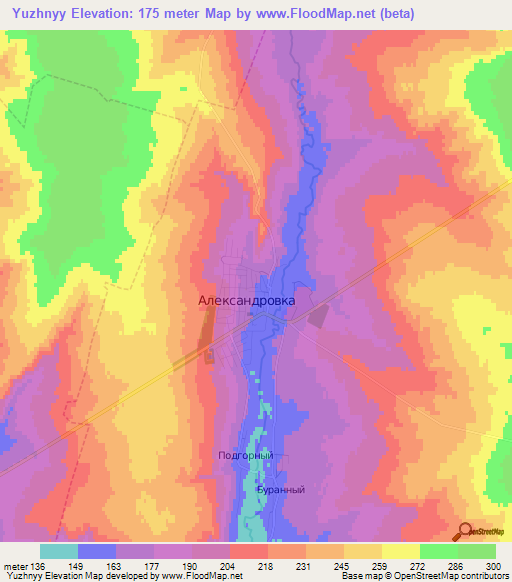 Yuzhnyy,Russia Elevation Map