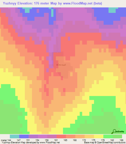 Yuzhnyy,Russia Elevation Map