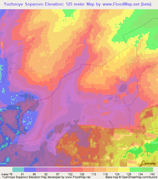 Yuzhnoye Soparovo,Russia Elevation Map