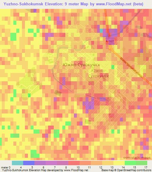 Yuzhno-Sukhokumsk,Russia Elevation Map