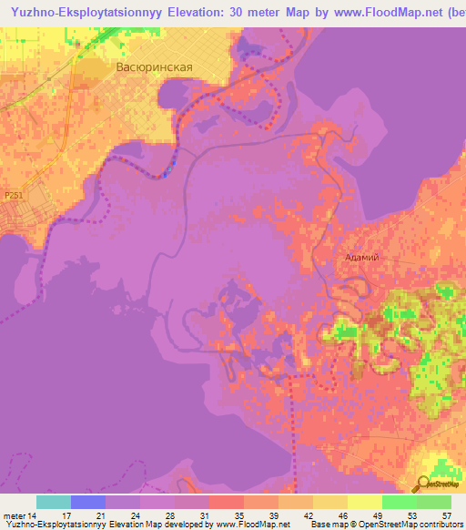 Yuzhno-Eksploytatsionnyy,Russia Elevation Map