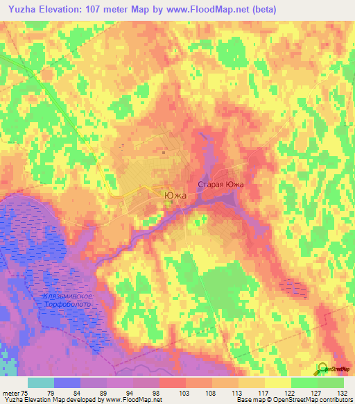 Yuzha,Russia Elevation Map