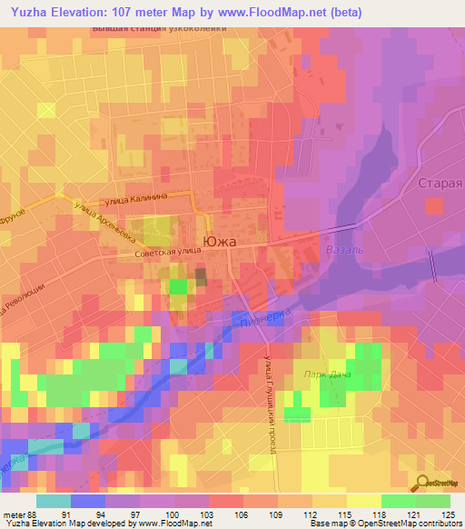 Yuzha,Russia Elevation Map