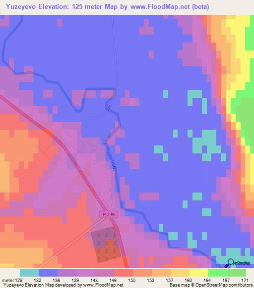 Yuzeyevo,Russia Elevation Map