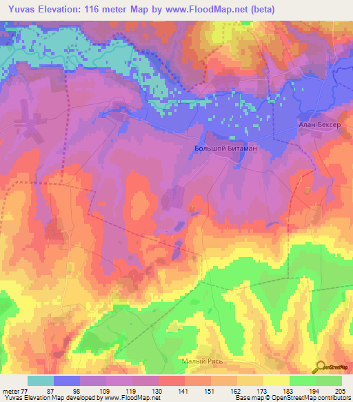 Yuvas,Russia Elevation Map