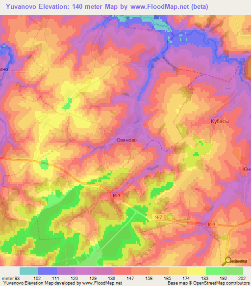 Yuvanovo,Russia Elevation Map