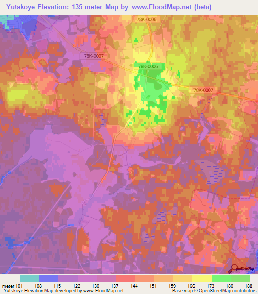 Yutskoye,Russia Elevation Map