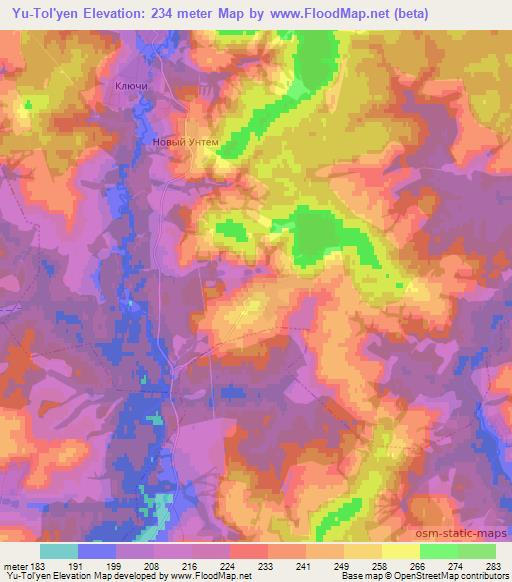 Yu-Tol'yen,Russia Elevation Map