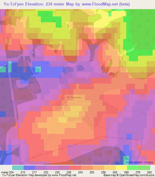 Yu-Tol'yen,Russia Elevation Map