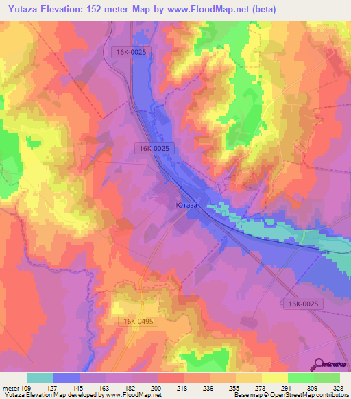 Yutaza,Russia Elevation Map