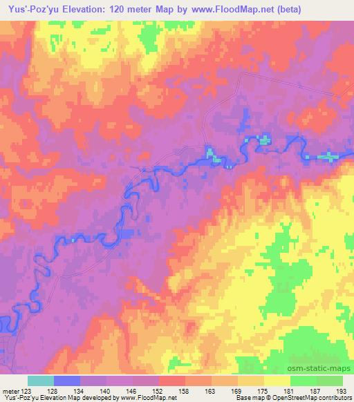 Yus'-Poz'yu,Russia Elevation Map