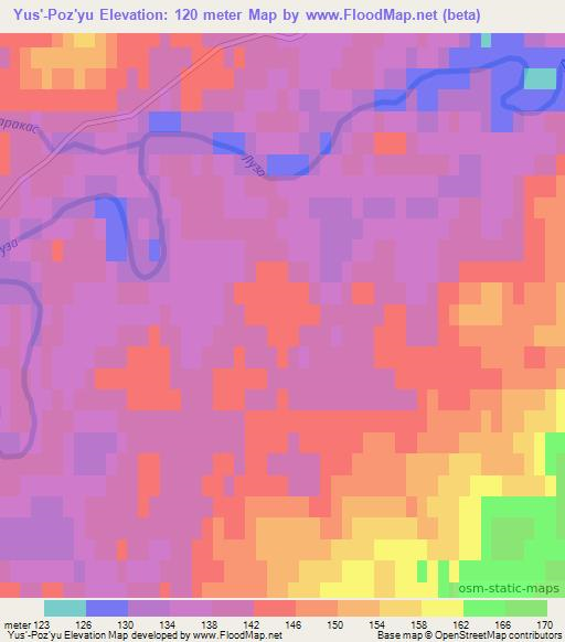 Yus'-Poz'yu,Russia Elevation Map