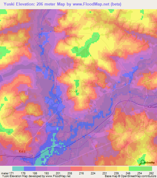 Yuski,Russia Elevation Map