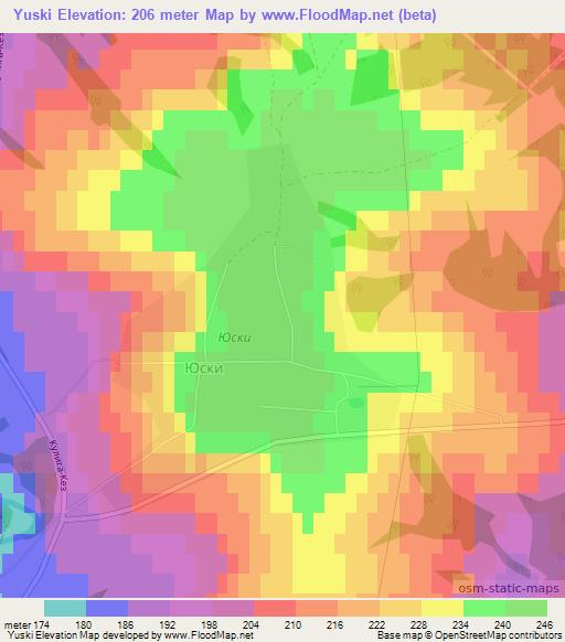 Yuski,Russia Elevation Map