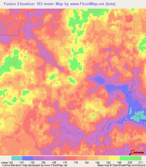 Yusino,Russia Elevation Map