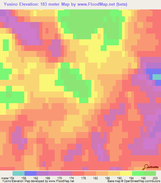 Yusino,Russia Elevation Map