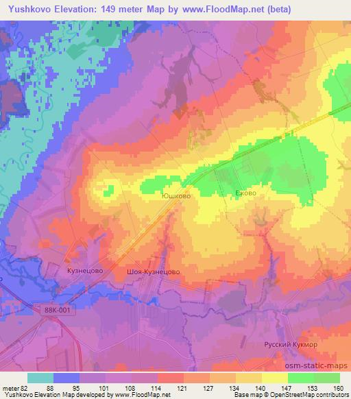 Yushkovo,Russia Elevation Map