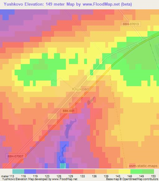 Yushkovo,Russia Elevation Map